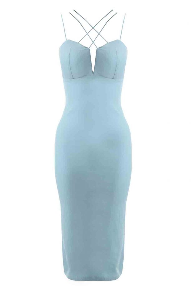 Cornflower Blue Cross Strap Midi Dress, £39