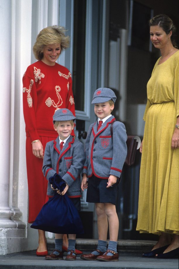 Princess Diana Takes Prince William And Prince Harry To School In London, 1989