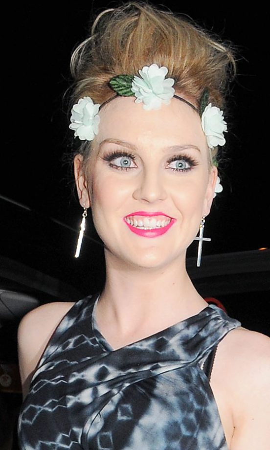 Festival Hairstyle: Perrie Edwards From Little Mix Rocked A Cute Pastel Headband With Her Updo Hairstyle, 2012