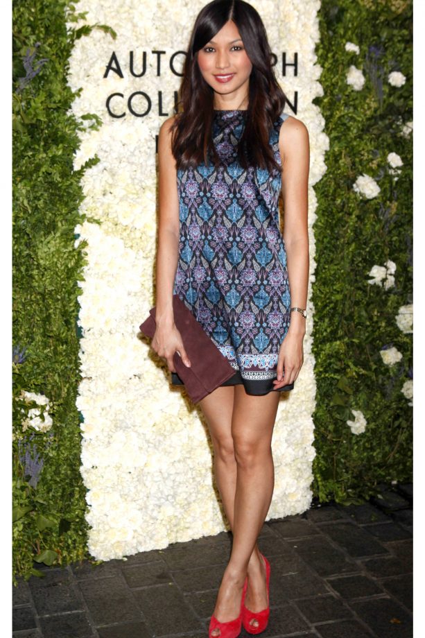 Gemma Chan In A Lovely Silk Printed Dress At St Ermin's Hotel, 2013