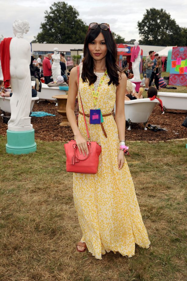 Gemma Chan Doing Festival Chic In Floaty Maxi Dress At V Festival, 2013