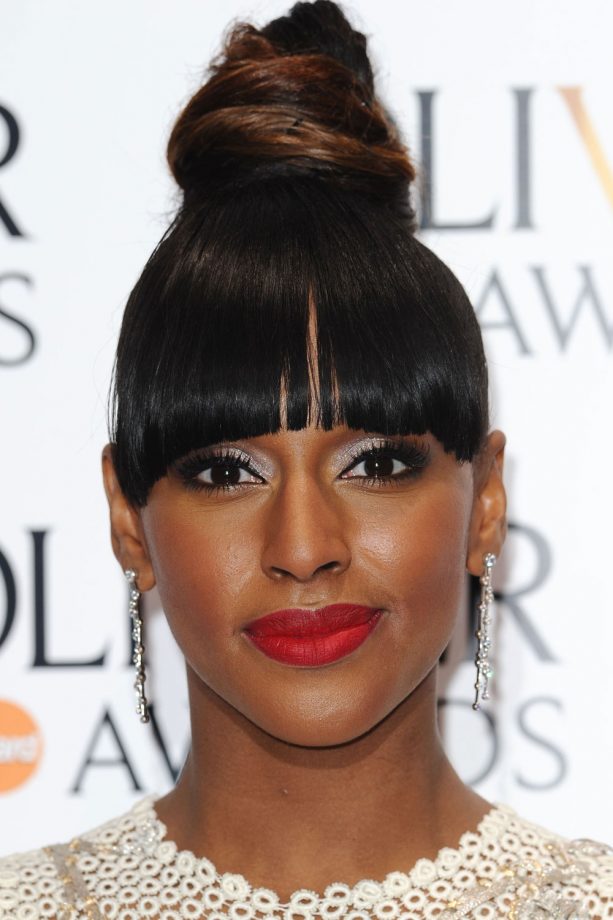 Alexandra Burke Opts For A Tall Topknot At The Laurence Olivier Awards, 2014
