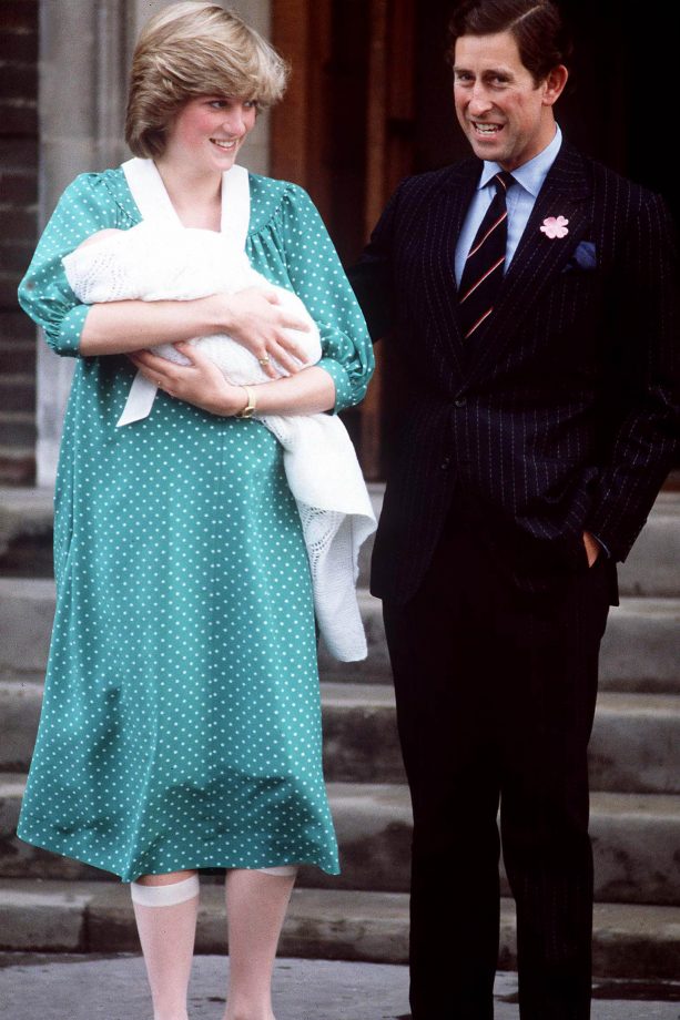 Princess Diana Cradles New Born Prince William On The Steps Of Saint Mary's Hospital In London, 1982