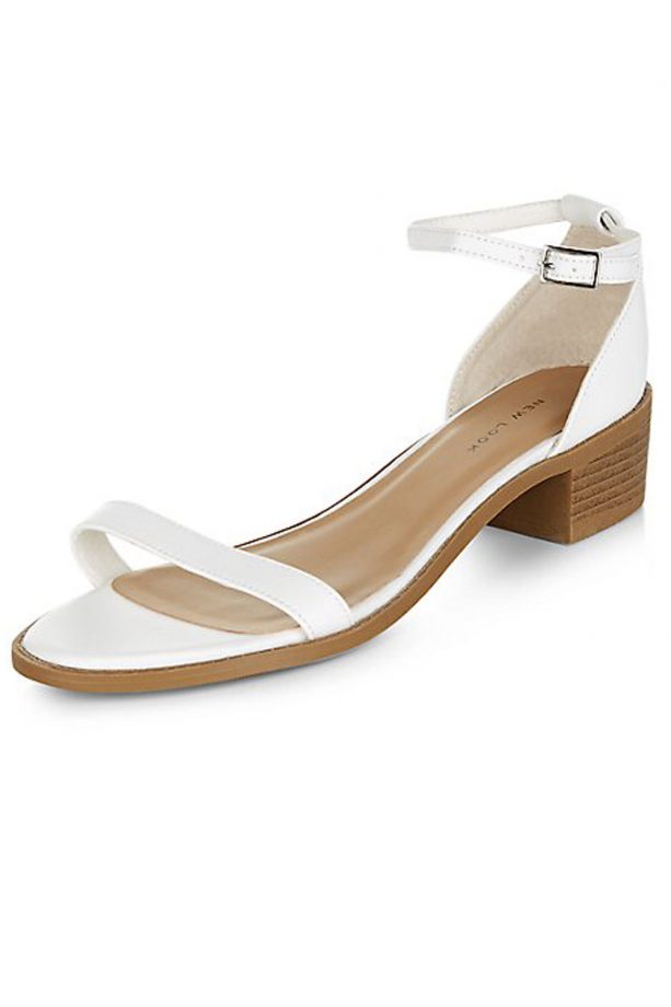 New Look White Ankle Strap Low Block Heel Sandals, £12.99