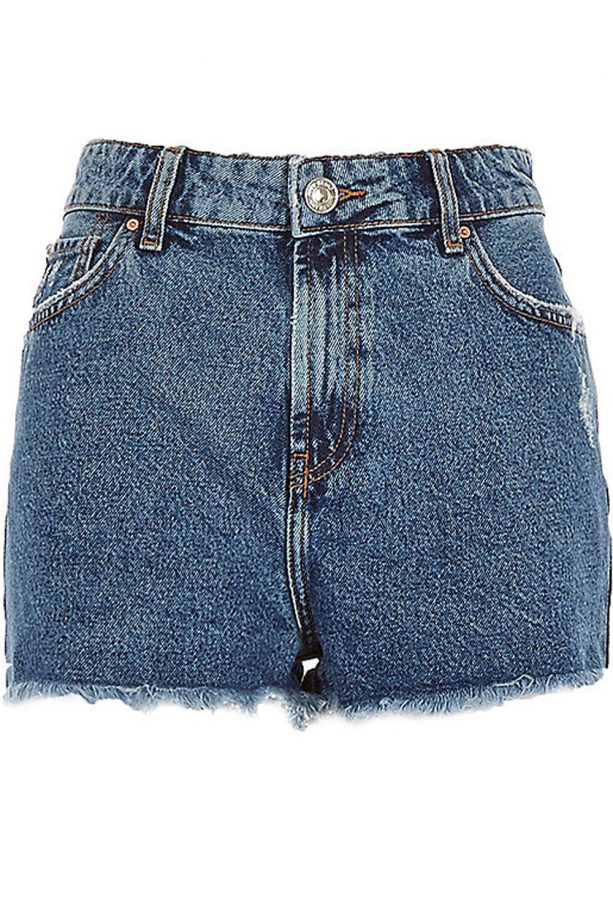 River Island Mid Wash High Waisted Darcy Denim Shorts, £30