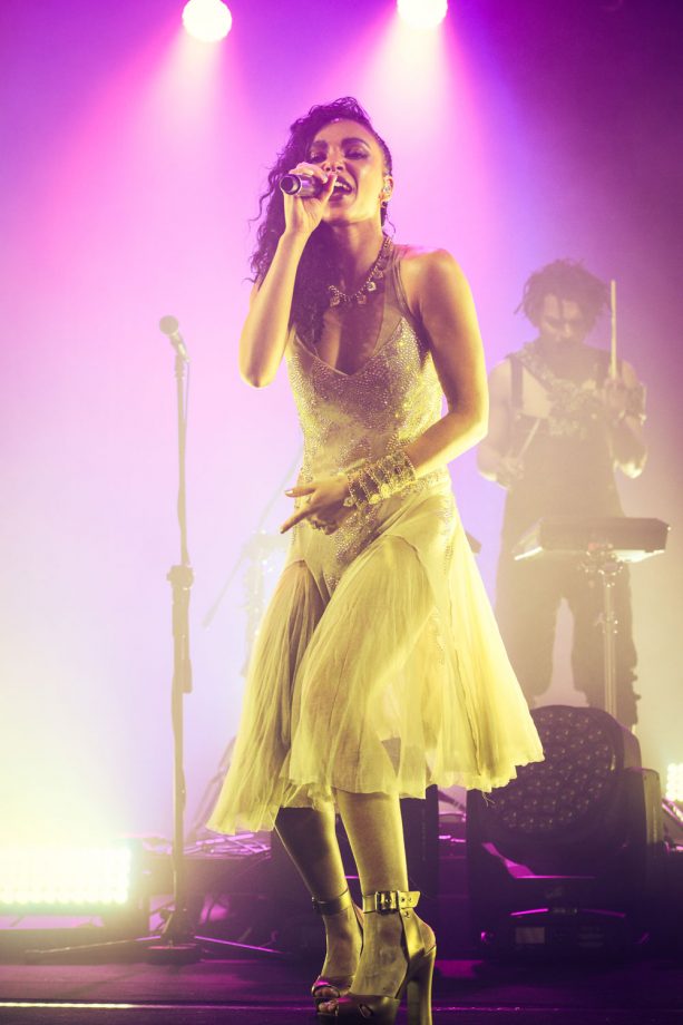 Performing At Orange Warsaw Festival, Poland, Wearing A Beautiful Embellished Pleat Dress And Chunky Block Sandals, 2015