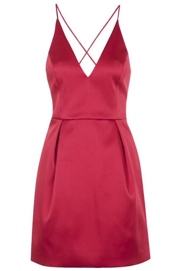Topshop Plunge Neck Satin Dress, £58