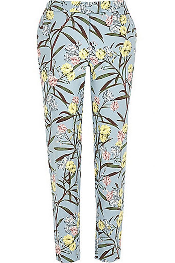 River Island Blue Floral Print Smart Cigarette Pants, £42
