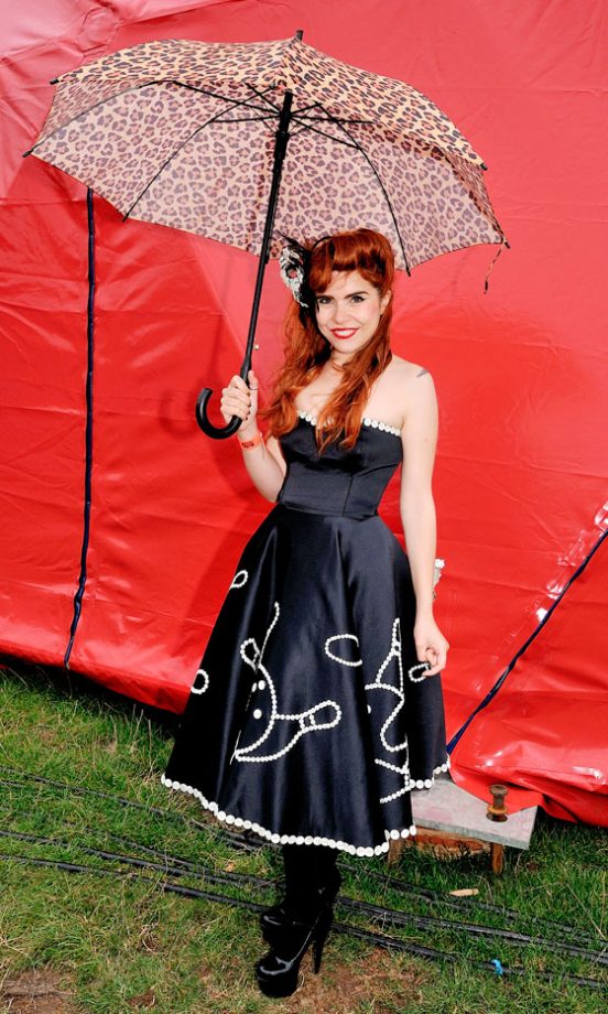 Paloma Faith Poses With A Leopard Print Umbrella In Front Of A Conveniently Red Background - Ultimate Vintage Glam, August 2009