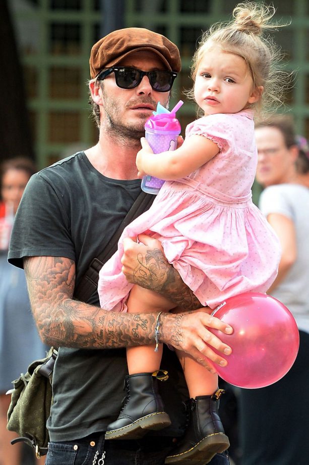 Harper Beckham Is Oh So Trendy In Doc Martins And A Pink Dress, 2013