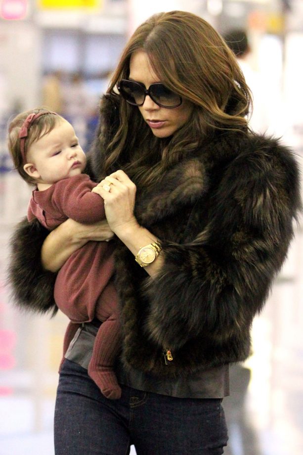 Harper Beckham In Head To Toe Maroon, And Only A Few Months Old, 2011