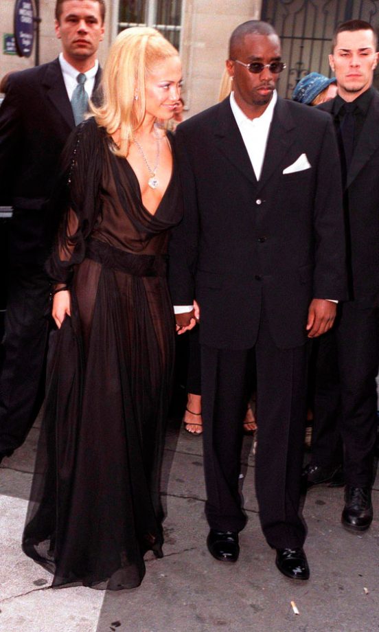 Jennifer Lopez Debuts A Blonde Look And Revealing Dress At The Versace Fashion Show In Paris, 2000