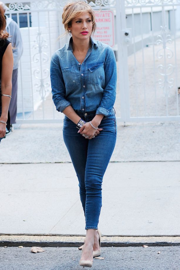 Jennifer Lopez Does Double Denim Out And About In New York, 2014