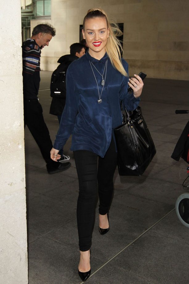 Rocking Black Skinnies Arriving At BBC Radio 1 Studios, London - 2014