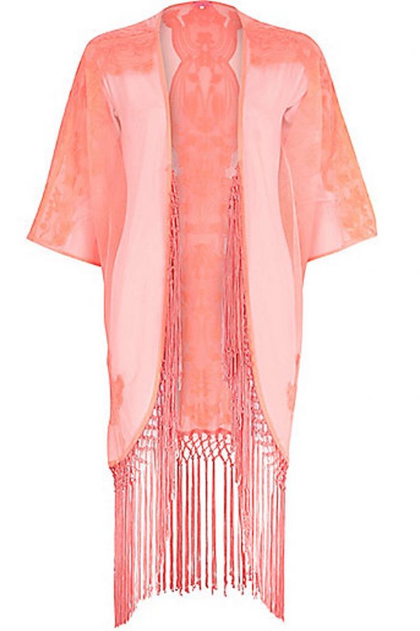 River Island Coral Print Fringed Kimono, £35