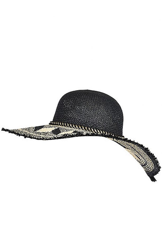 River Island Black Straw Oversized Floppy Sun Hat, £25