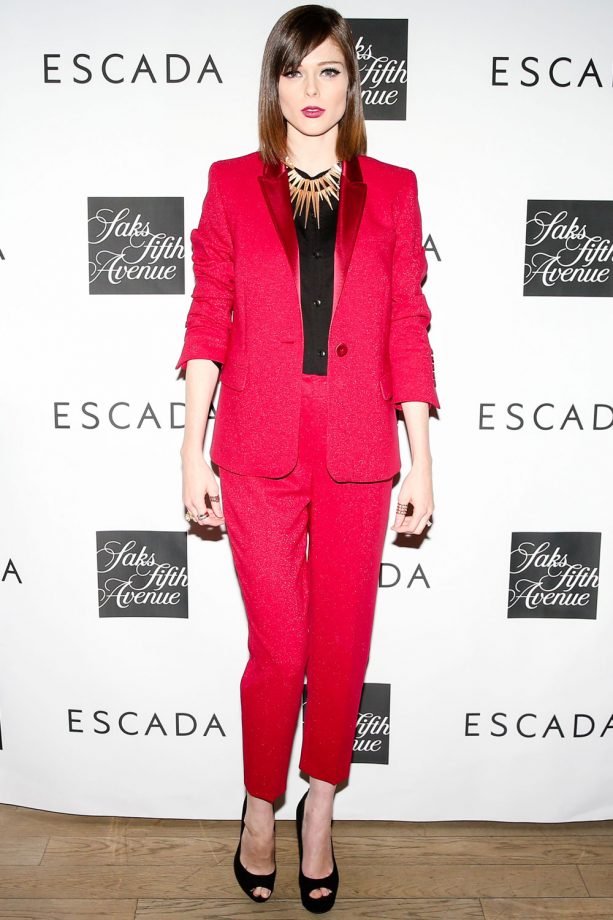 Coco Rocha Rocks A Hot Pink Suit At The 'Escada Meets Thilo Westermann' Collection, 2015
