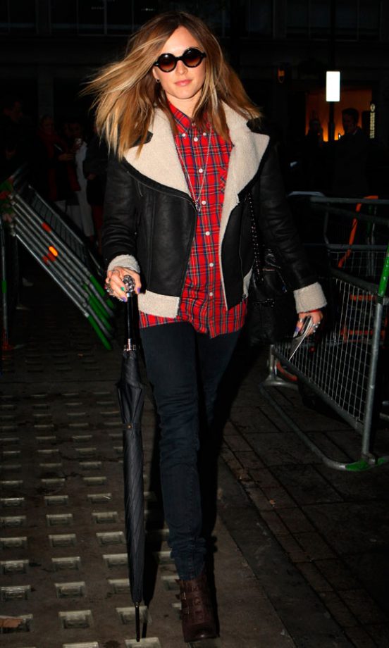 Fearne Cotton Leaves Radio 1 Rocking On Trend Shearling, October 2010