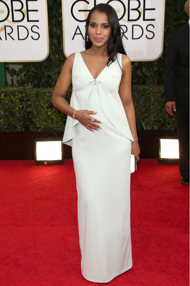 Kerry Washington In Custom-Made Balenciaga At The Golden Globe Awards, 2014