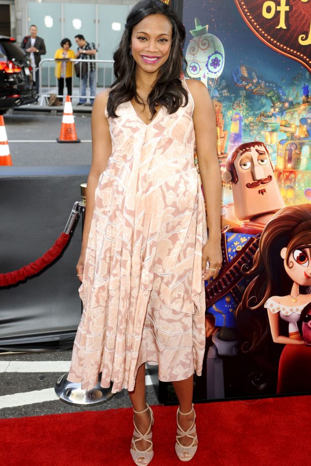 Zoe Saldana Is Pretty In Pink In Altuzarra For 'The Book Of Life' LA Premiere, 2014