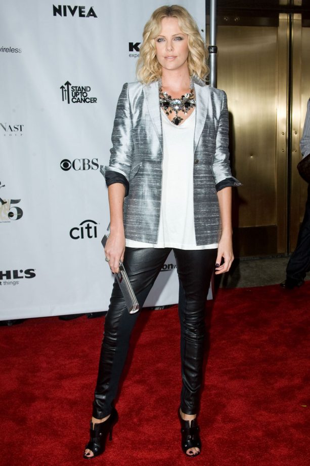 Charlize Theron Mixing Leather And Metallic’s, 2008