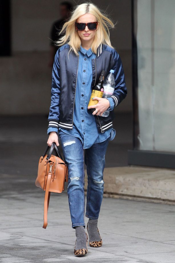 Fearne Cotton Rocks A Bomber Jacket On The Way To Work, 2013