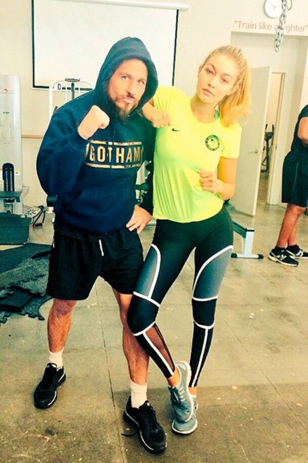 Gigi Hadid Wears Neon Top And Cyber Inspired Leggings To Her Boxing Class, 2014