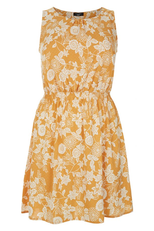 New Look Plus Size Yellow Floral Print Shirred Waist Dress, £14.99