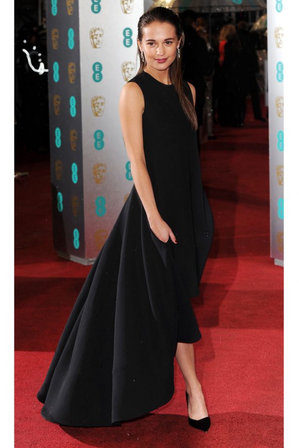 Alicia Vikander wearing Christian Dior at the BAFTAs, 2013