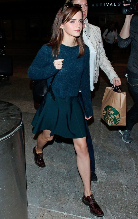 Emma Watson Teams Together Teal Separates At LAX International Airport, 2014