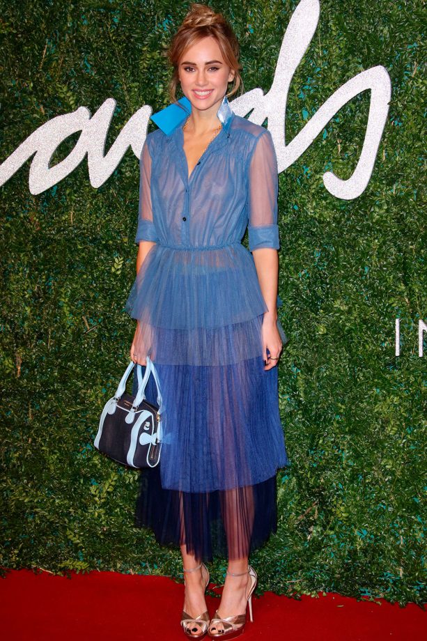 Suki Waterhouse Hits The Red Carpet In A Sheer Burberry Shirt Dress At The British Fashion Awards, 2014