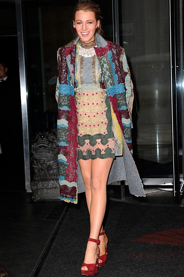 Blake Lively Keeps Warm In A Valentino Coat Out And About In New York, 2015
