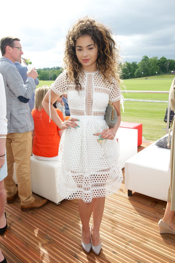 Ella Eyre In A White Cut Away Mesh Dress At Audi Polo Challenge, 31 May 2015