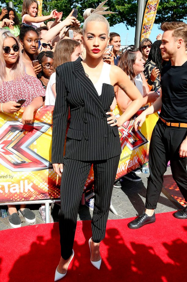 Rita Ora Opts For A Quirky Look In Jean Paul Gaultier At 'The X Factor' Auditions In London, 2015