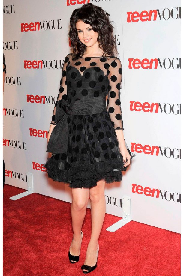 Selena Gomez Wears A Black Polka Dot Dress At The Teen Vogue Young Hollywood Party, 2008