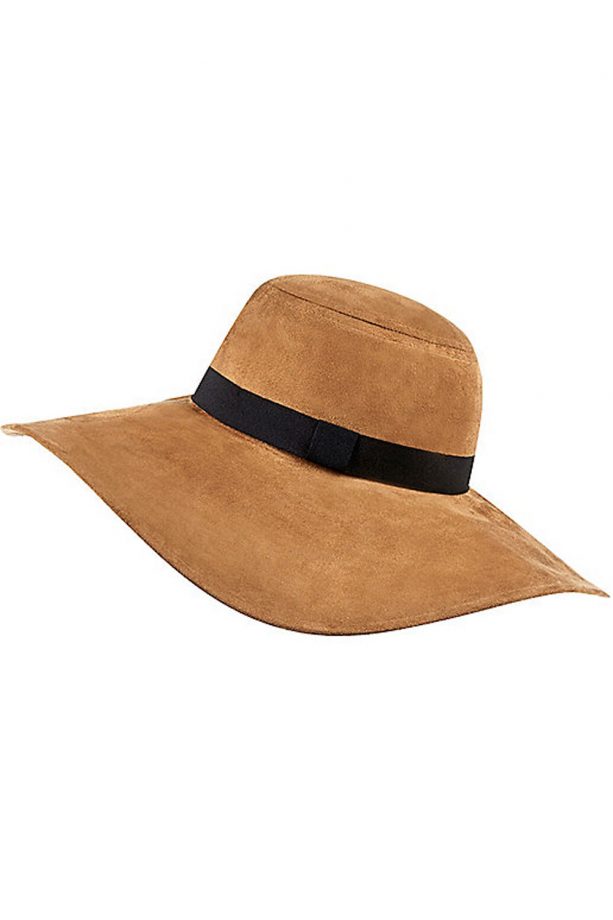 River Island Beige Faux Suede Floppy Fedora Hat, £25