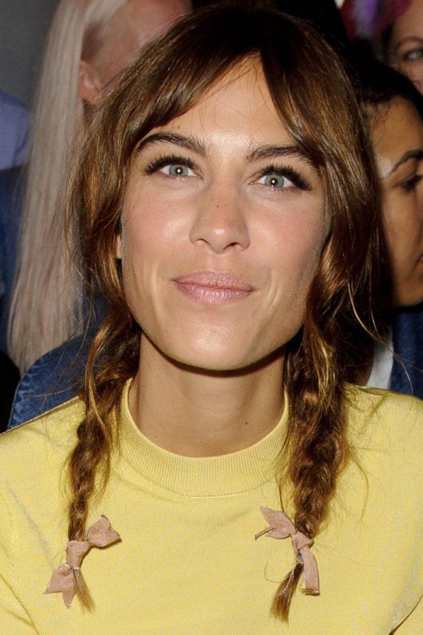 Alexa Chung Does Schoolgirl Pigtails At London Fashion Week, 2014