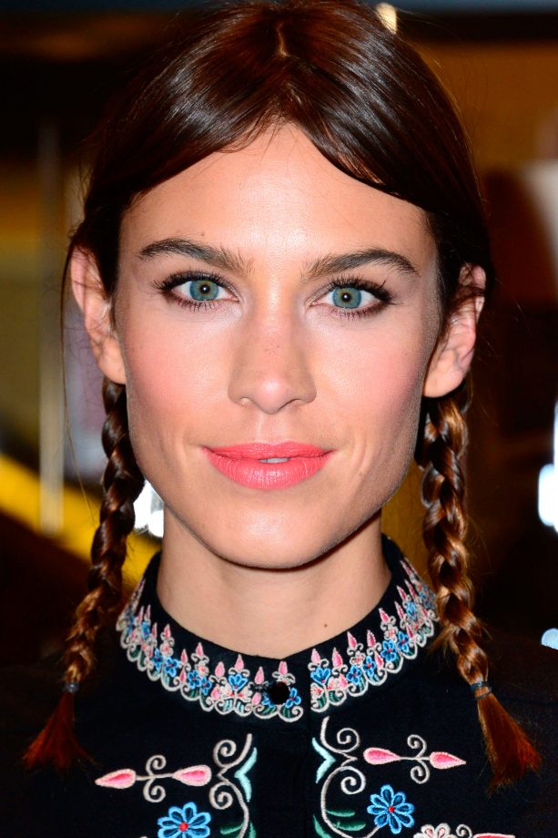 Alexa Chung Works Plaited Pigtails At The Nails Inc Launch, 2014