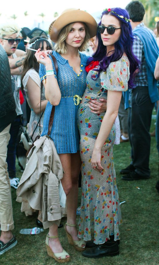 Katy Perry Rocks Purple Tresses And A Transparent Floral Gown At Coachella, 2013