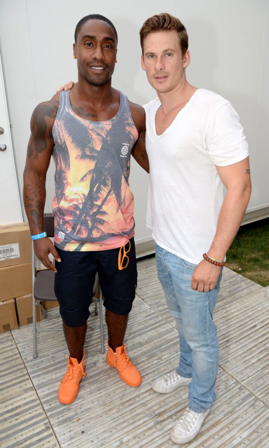 Simon Webb And Lee Ryan Represent The Blue Boys Backstage At The Barclaycard British Summer Time Festival, 2013