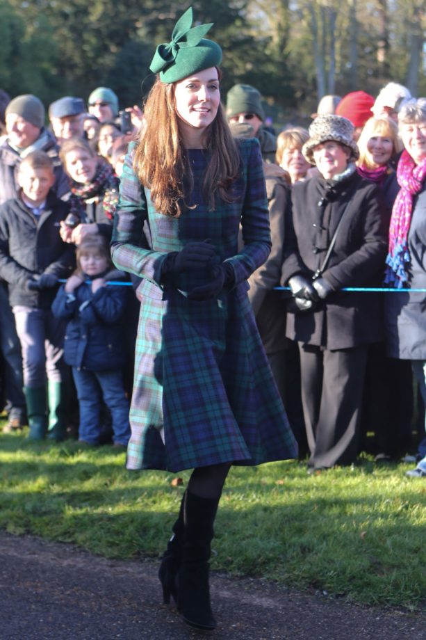 Kate Middleton Looks Festive In Alexander McQueen As The Royal Family Attend A Christmas Day Service, 2013