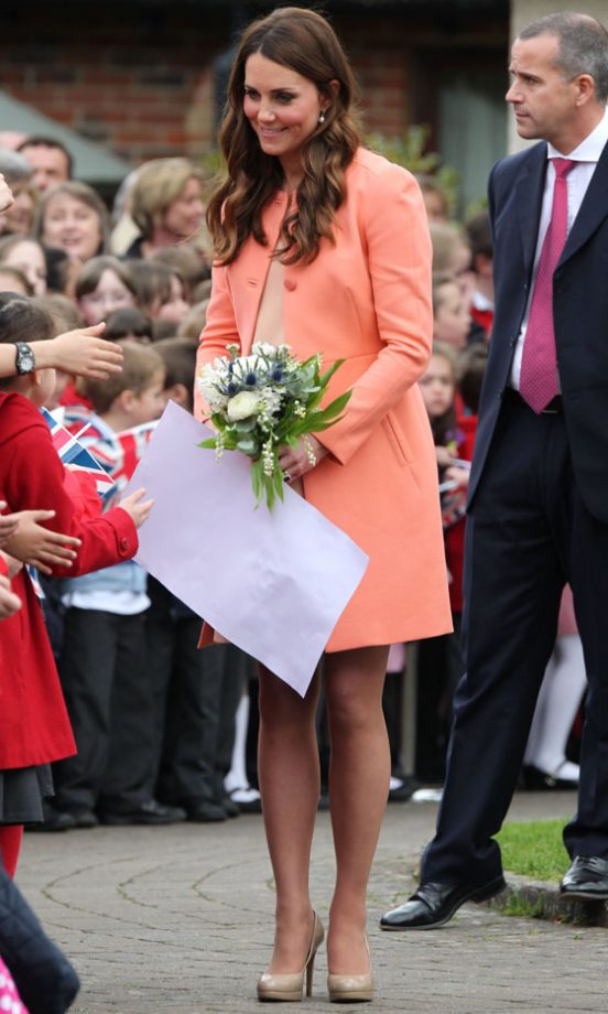 Kate Middleton, Duchess Of Cambridge, Wearing Tara Jarmon, On A Visit To Naomi House Children's Hospice, Hampshire, 2013