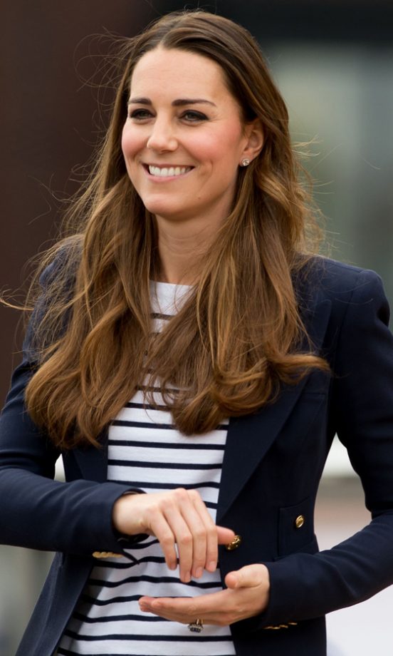 Kate Middleton, Duchess Of Cambridge, Teams Her Casual Breton With A Slim-Fit Blazer At The SportsAid Athlete Workshop In London, 2013