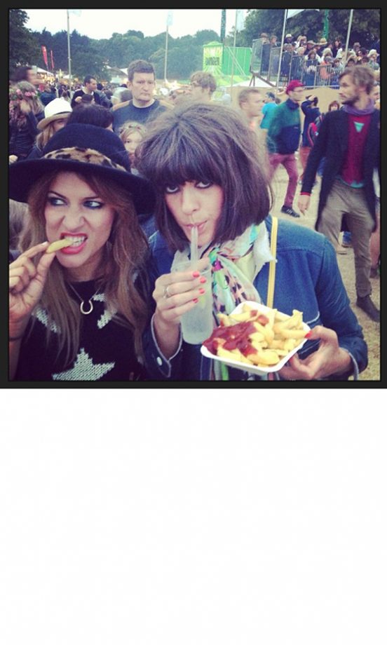 Caroline Flack And Dawn Porter In A Fast Food Frenzy At Latitude, 2013