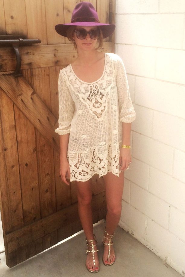 Millie Mackintosh Goes Boho In A Crochet Kaftan Dress, 2014