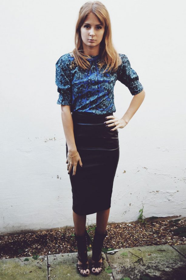Millie Mackintosh Rocks A Luxe Leather Pencil Skirt, 2013