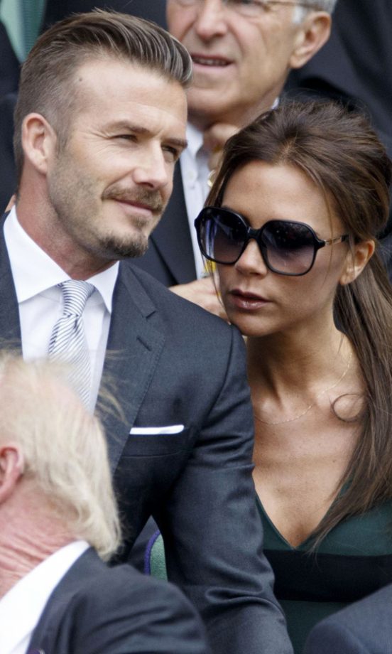 David Beckham And Wife Victoria Cuddle Up At The Wimbledon Tennis Championships Men's Singles Final In London, 2012