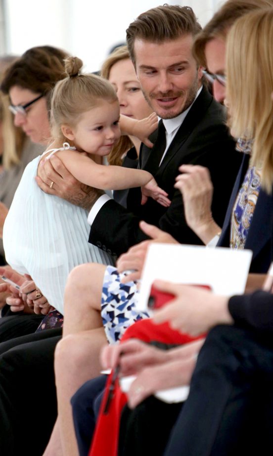 David Beckham And Harper Support Victoria On The FROW At Her SS14 Show During Fashion Week In New York, 2013