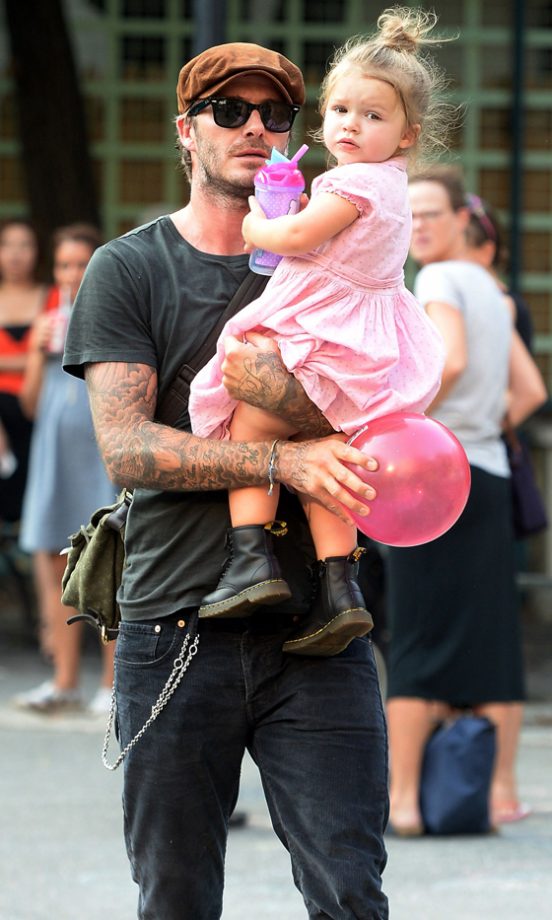 David Beckham Is A Doting Dad As He Carries Daughter Harper Around New York, 2013