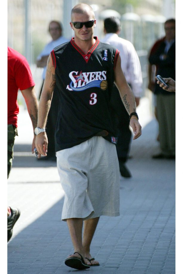 David Beckham In Bermuda Shorts And Flip Flops In Madrid, 2004